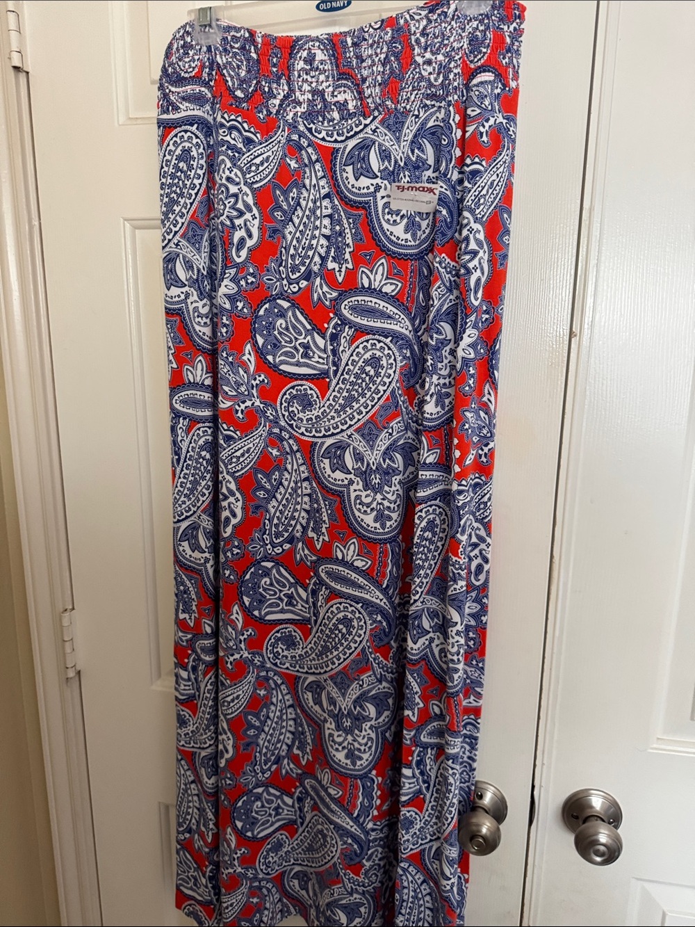 Artisan Ny Red and Blue Paisley Maxi Skirt